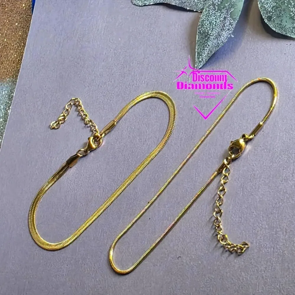 Anklet 18K Yellow Gold on 925 Stainless Silver Ankle Bracelet Double Chain